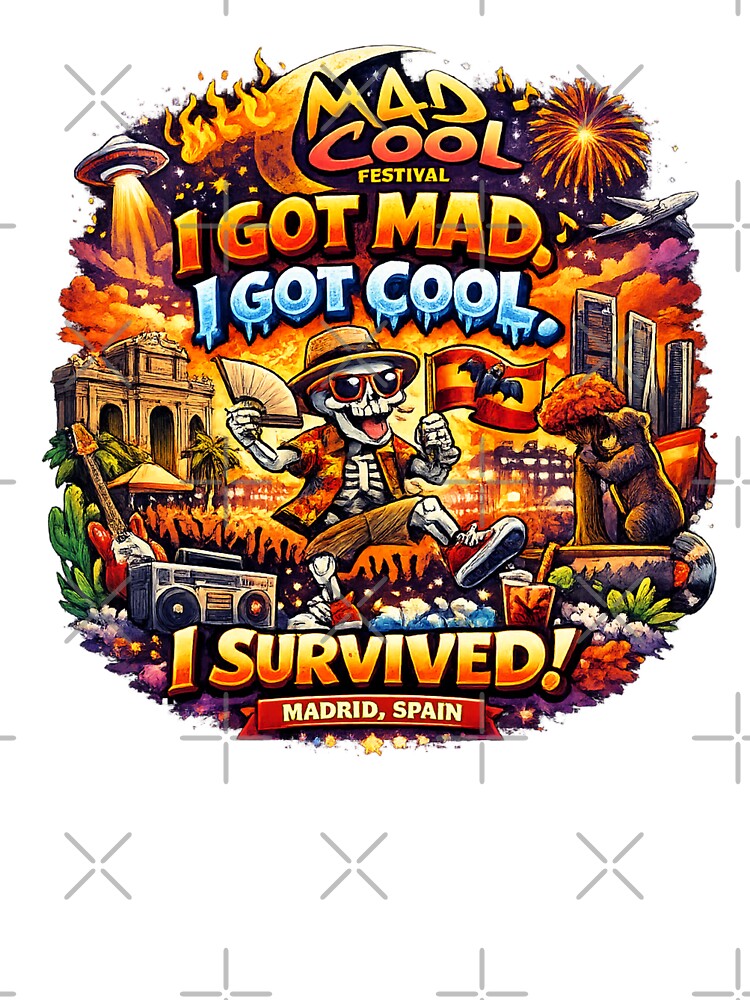 Mad Cool Festival Madrid Spain – I Got Mad, I Got Cool, I Survived! | Funny Music Festival T-Shirt Design | Concert Graphic PNG | Print-on-Demand Bundle by Sushikidsntod