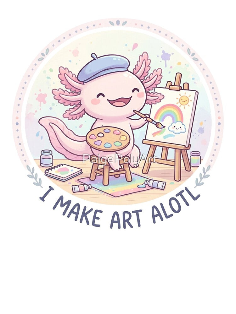 I Make Art Alotl - Cute Pastel Artist Axolotl by PaigePolyArt