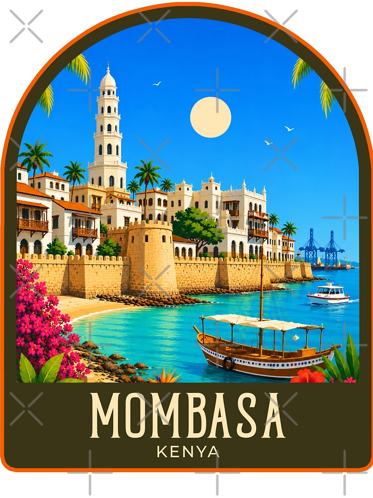 Mombasa Vintage Travel Illustration by HomeLivingCo