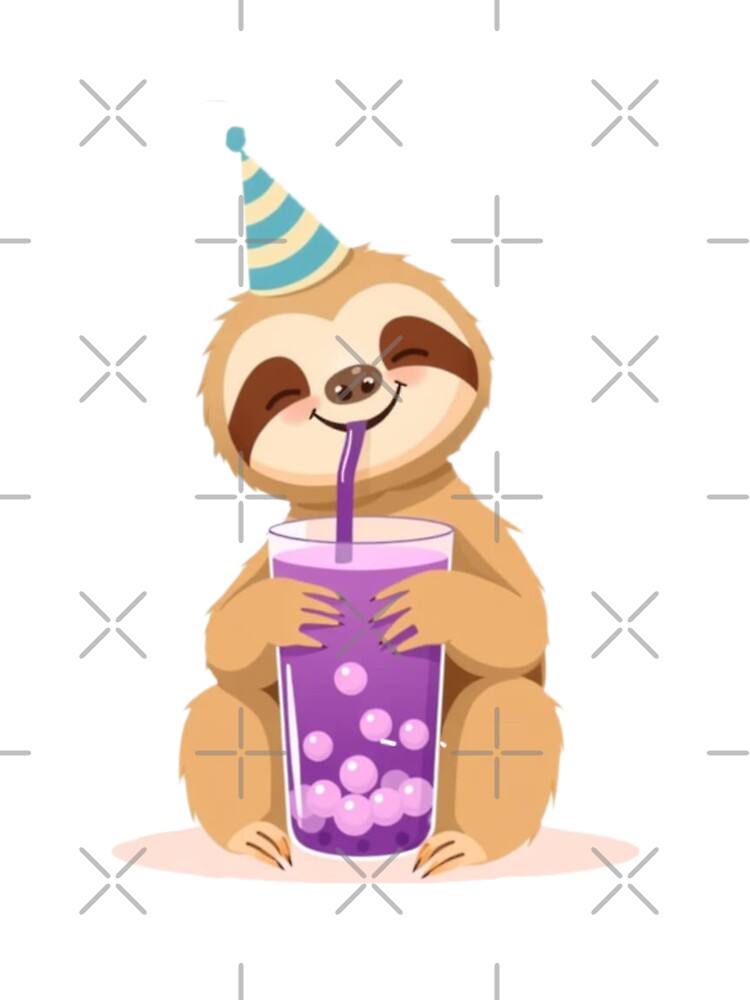 Sloth Boba Tea 4 Milk Chocolate Party Hat happy birthday kawaii gift funny christmas happy by CheeseBlueprint