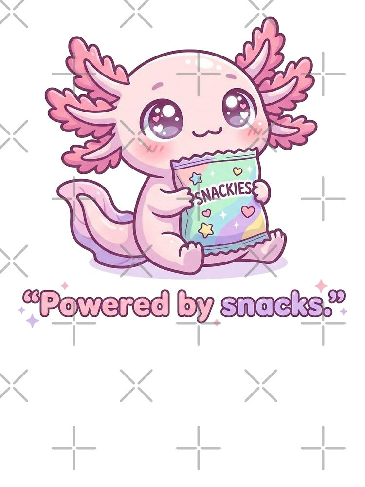 Kawaii Axolotl Powered By Snacks by Visual Dept.