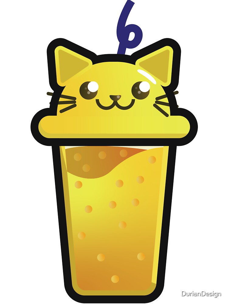 Cute Boba Lemon Cat Kawaii by DurianDesign