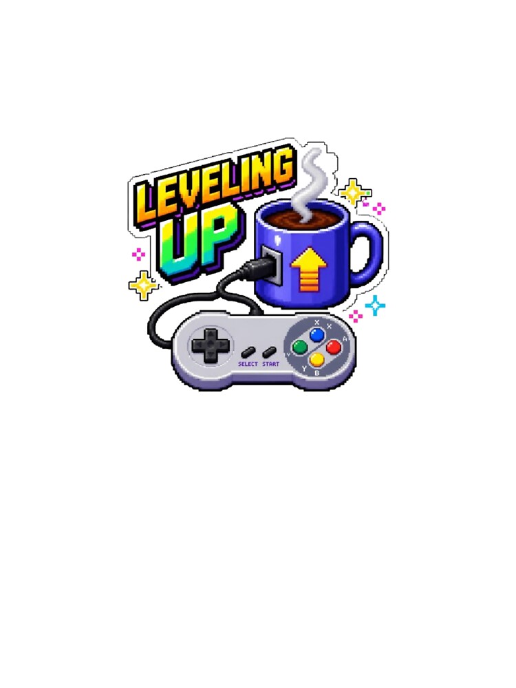 Leveling Up Retro Pixel Controller Coffee Mug Gamer Art by ByKayaPrints