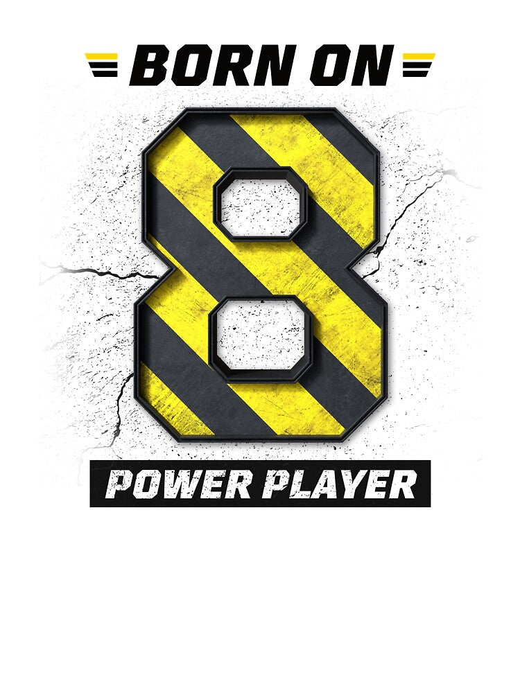 Born on 8 Power Player – Birthday Number 8 Shirt, Success Mindset Design, Bold Industrial Streetwear Graphic by amareshdas008