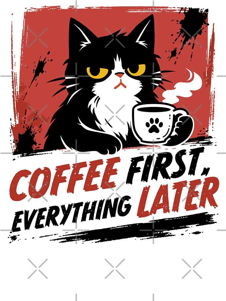 Moody Black Cat Needs Coffee - Funny Coffee Lover Design_WH by AckeeWolf