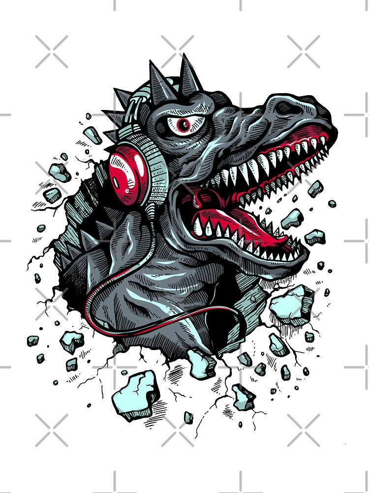 Rocking T Rex with Headphones by Rogue Heart Collective™