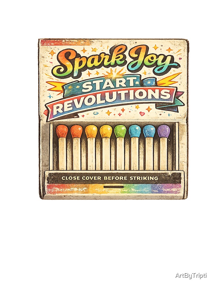 Spark Joy Start Revolutions | Rainbow Matchbox LGBTQ Activism Quote Art | Pride Revolution Aesthetic Design by ArtByTripti