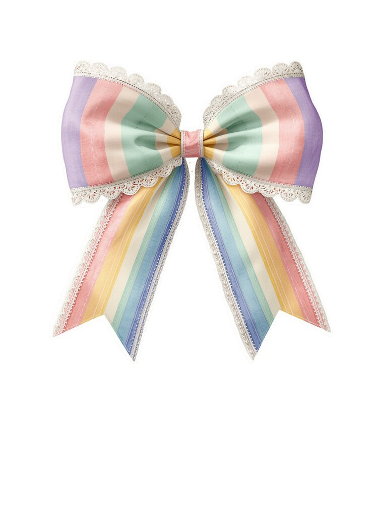 Pastel Rainbow Coquette Lace Pride Bow by xMErCUrY03x