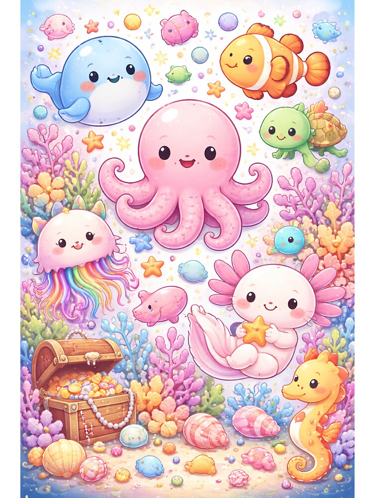 Cute Underwater Creatures Pattern – Kawaii Ocean Phone Case by DrizzyV