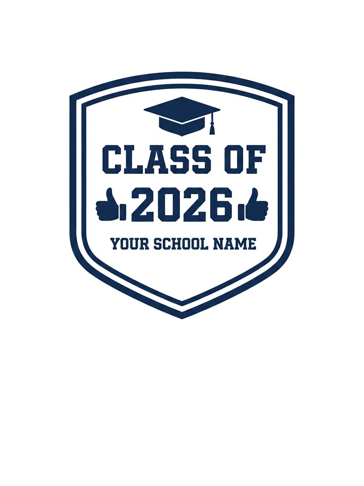 Class of 2026 Graduation Badge – Senior 2026 Cap & Shield Design – Custom School Name Grad Gift by YK SHOP