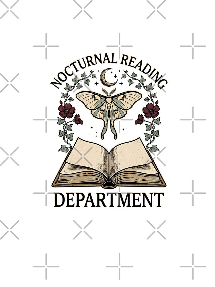Nocturnal Reading Department Dark Academia Book and Moth by GoofyShopp