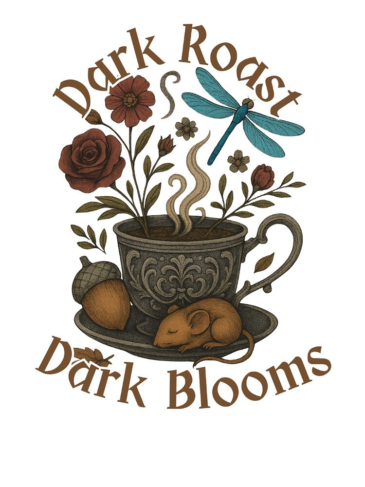 Whimsigoth coffee and book lover design by CottonandQuill