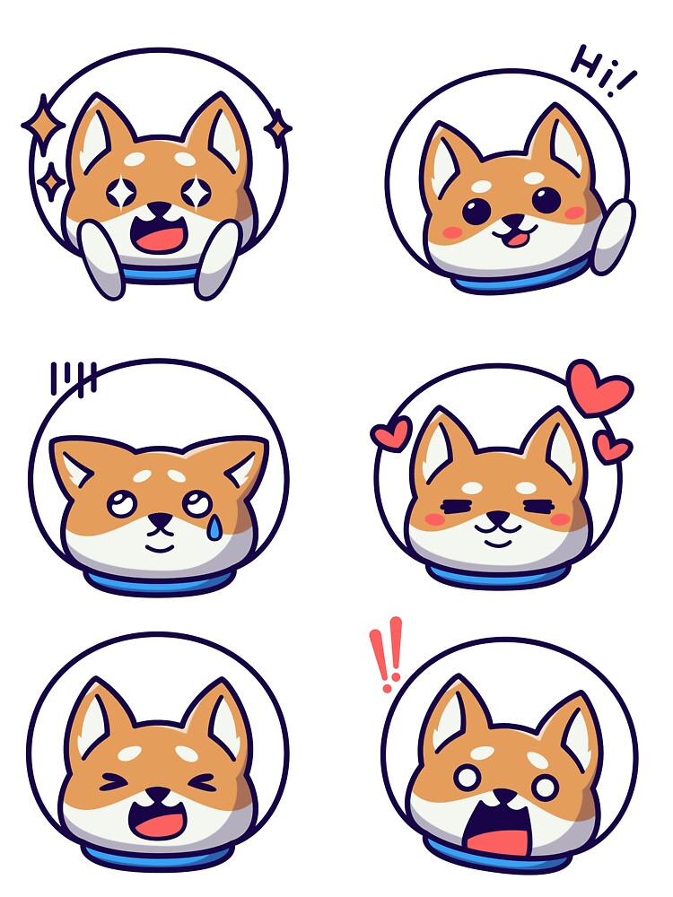 Doge in space - Shiba Inu - cute animal sticker pack by geannine