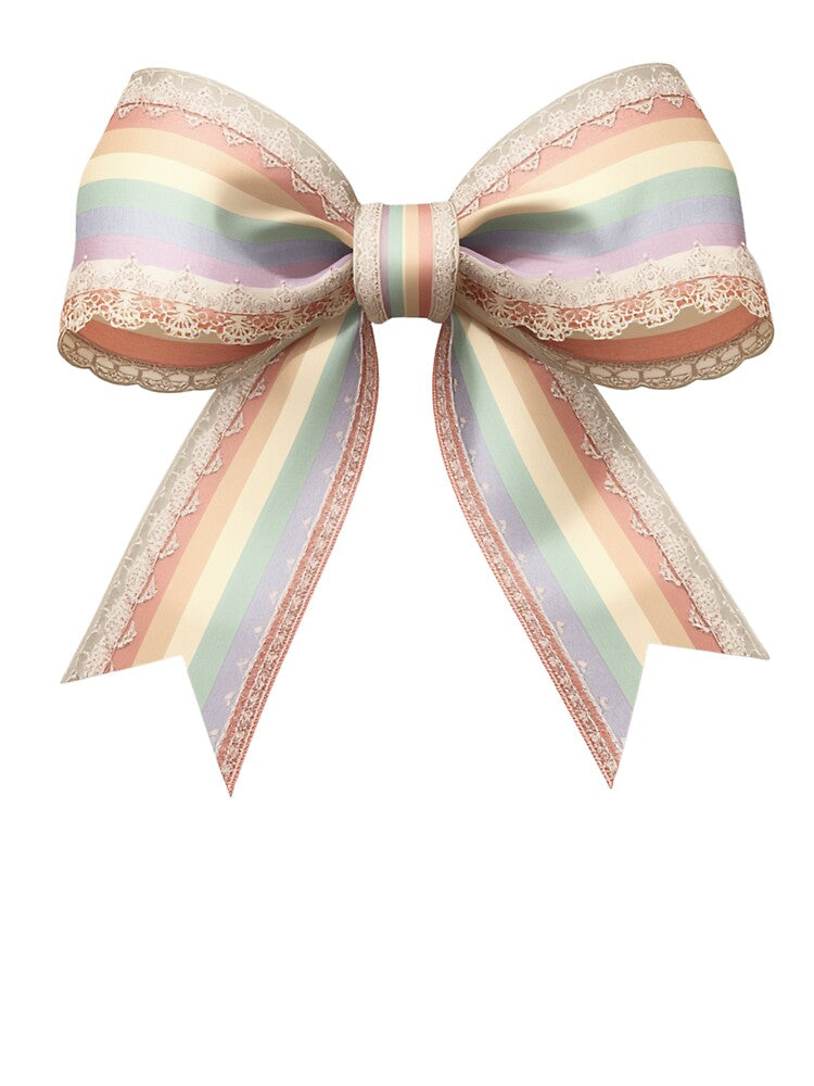 Pastel Rainbow Coquette Lace Pride Bow V.1 by xMErCUrY03x