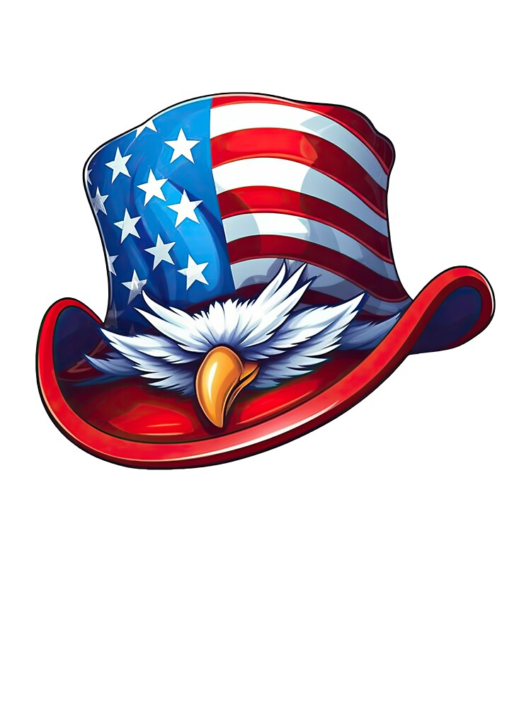 Patriotic American Flag Uncle Sam Hat with Eagle, USA Independence Day Graphic, 4th of July Vintage Style, Red White Blue Digital Artwork by DigiGroove