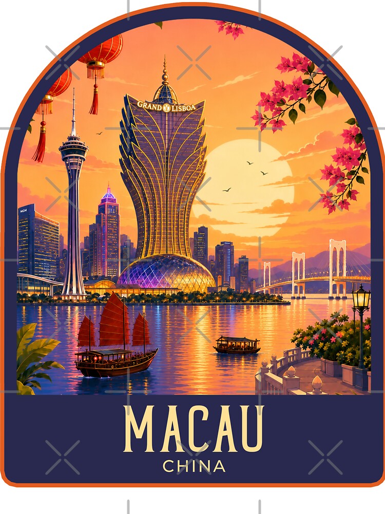 Macau Vintage Travel Illustration by HomeLivingCo
