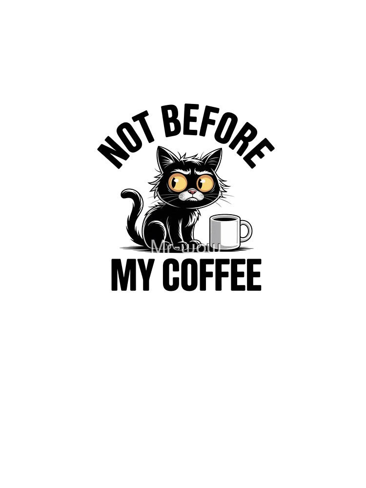 Grumpy Black Cat Caffeine Addict Meme Art by Mr-wow