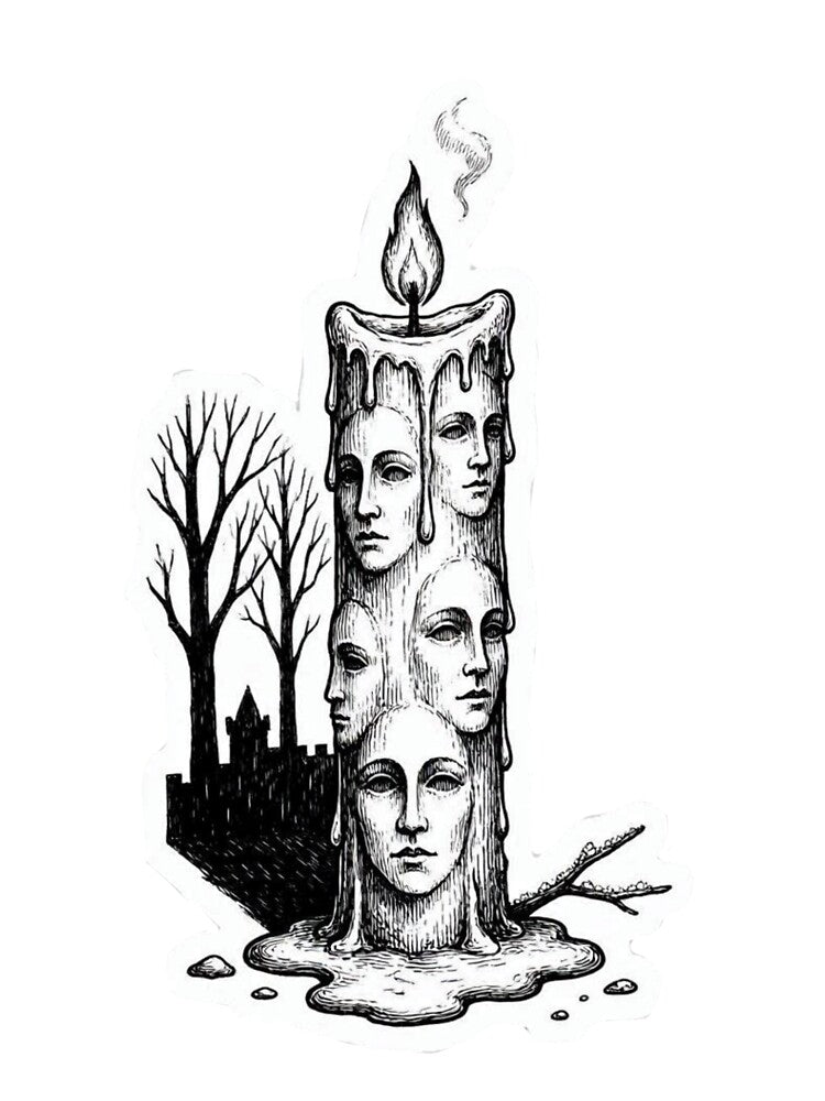 Gothic Christmas Candle – Dark Winter Holiday Art by YumeKitsune