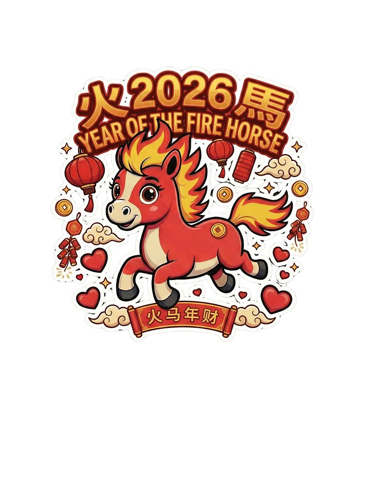 Year of the Fire Horse 2026 Chinese Zodiac Gold Red by ArtzyFlow