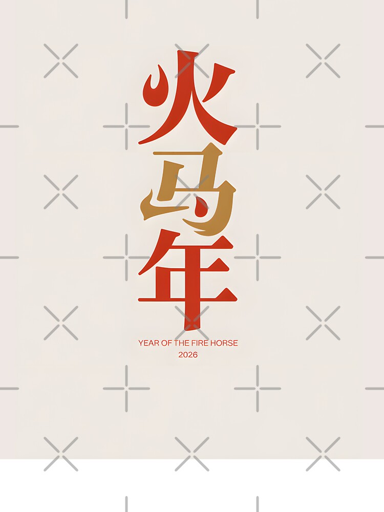 Fire Horse 2026 – 火马年 Chinese New Year Typography Design by LEOdesignerArt