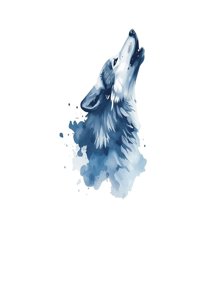 Blue Watercolor Howling Wolf Ar by ItzLacarth