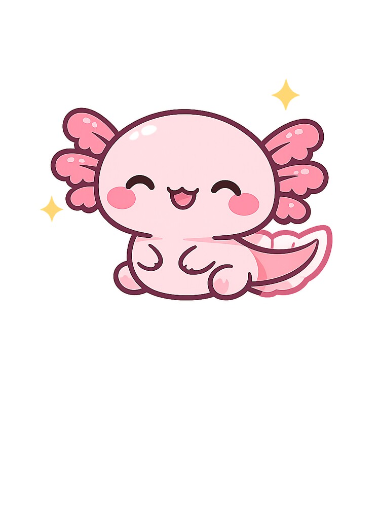 Cute Kawaii Axolotl Sticker - Pink Happy Axolotl Cartoon, Pastel Animal Aesthetic by randomdesignsnearme