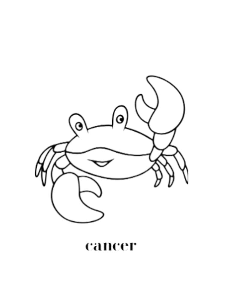 Cancer Zodiac Sign - Cute Minimalist Crab Line Art by NovaVesta