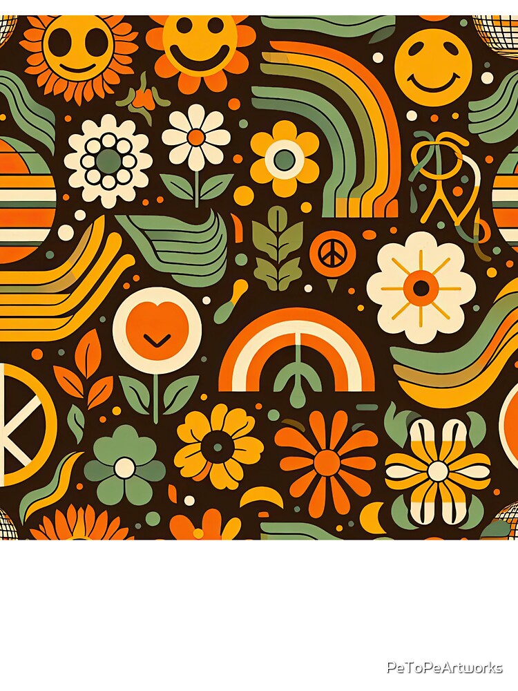 Retro Flower Power Pattern - 70s Hippie Vibes by riarownina