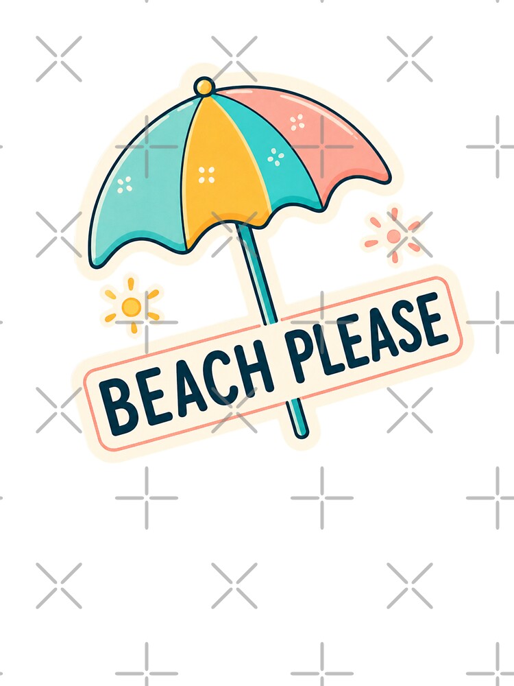 Beach, please! – Cute floral beach sticker design, perfect for summer. by FusiTink