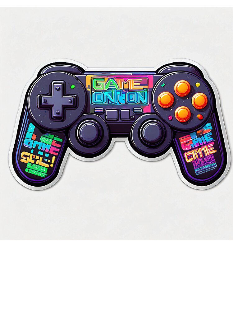 Retro Gamer Controller Sticker – Game On Neon Style by SanyWorld
