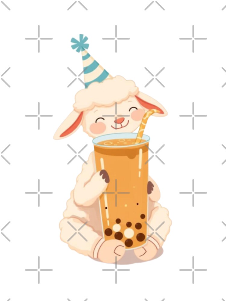 Sheep Boba tea milktea Party Hat happy birthday kawaii gift funny christmas happy by CheeseBlueprint