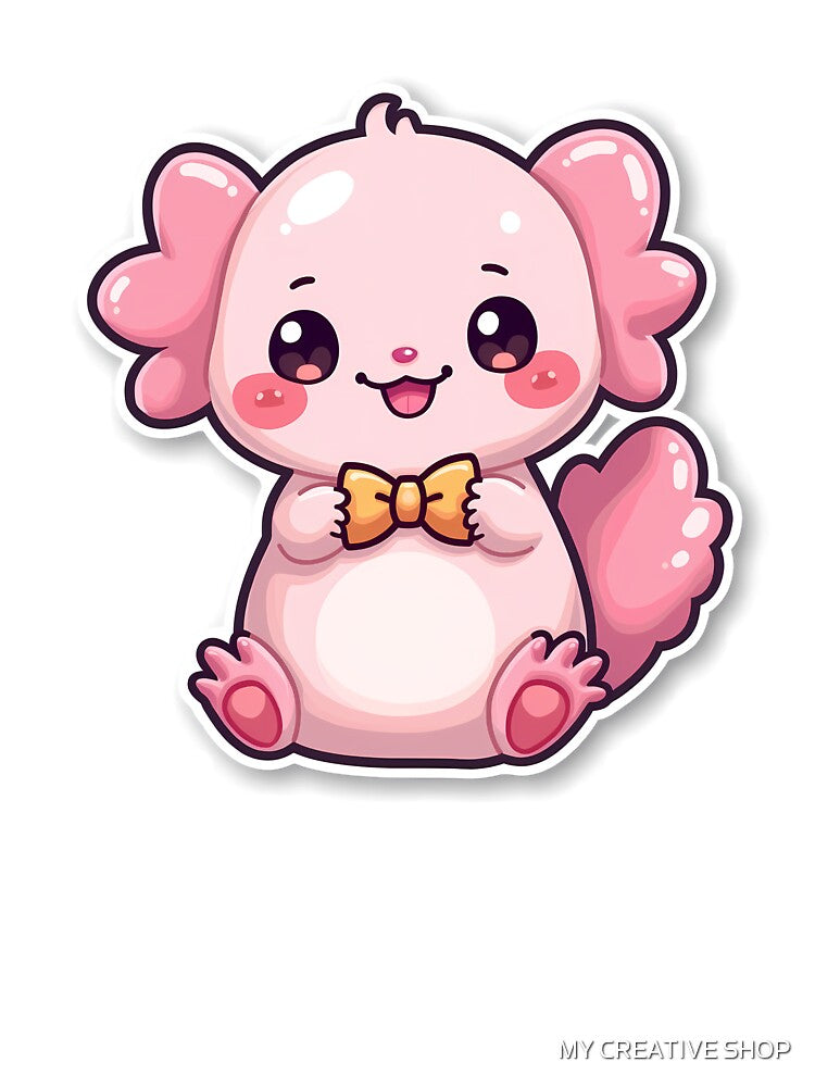 Kawaii Axolotl Sticker Pink Pastel Body by MY CREATIVE SHOP