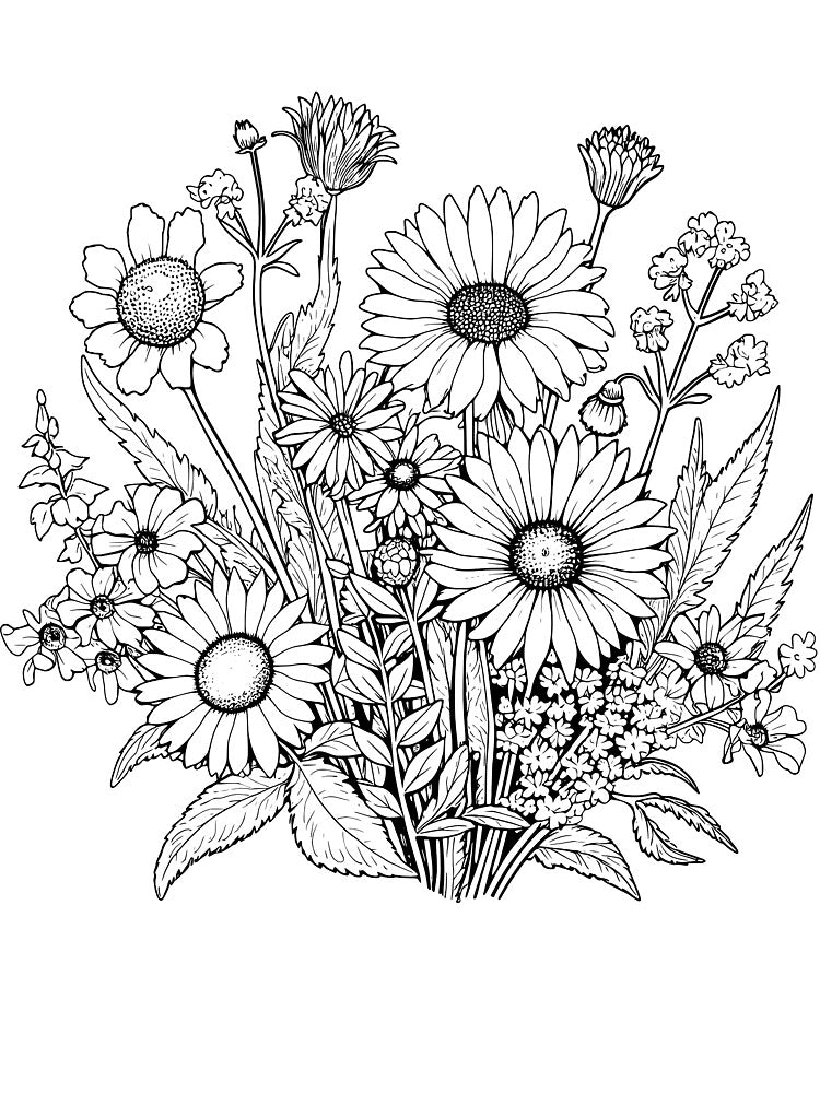 Daisy Meadow Line Art by Stile&Stampa