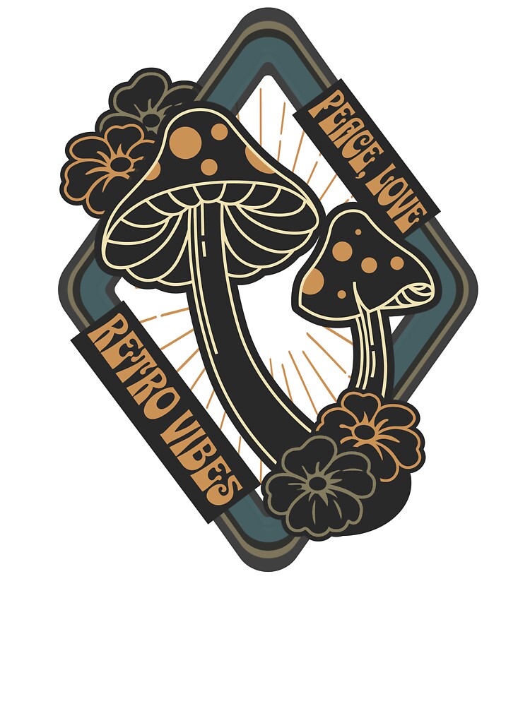 Peace, Love, and Retro Vibes - Groovy Mushroom Tee by WildWoodWaver