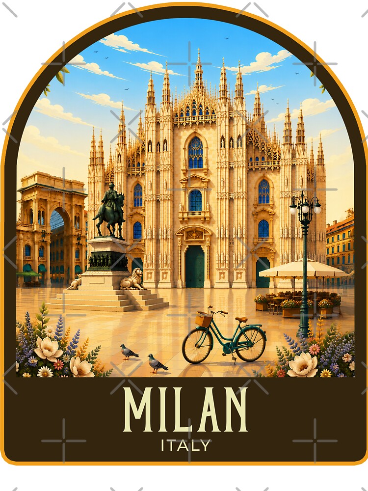 Milan Vintage Travel Illustration by HomeLivingCo