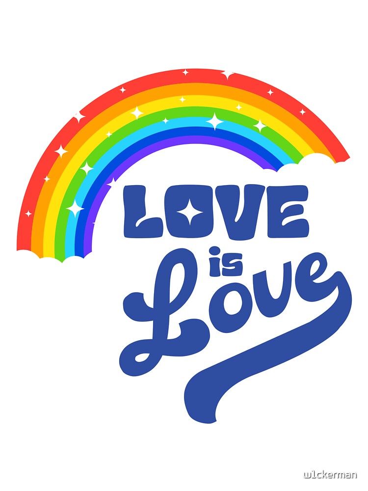 LOVE IS LOVE gay pride rainbow retro design by w1ckerman