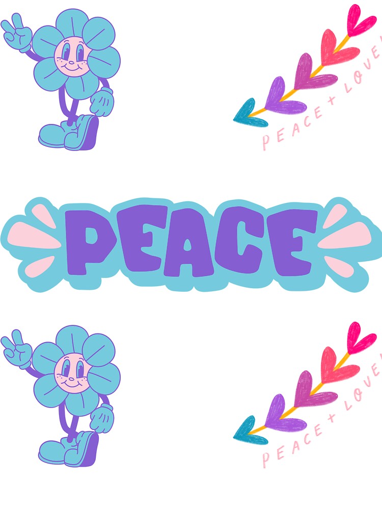 Retro Peace and Love Blue Flower Groovy Art ?? by FunSticky14
