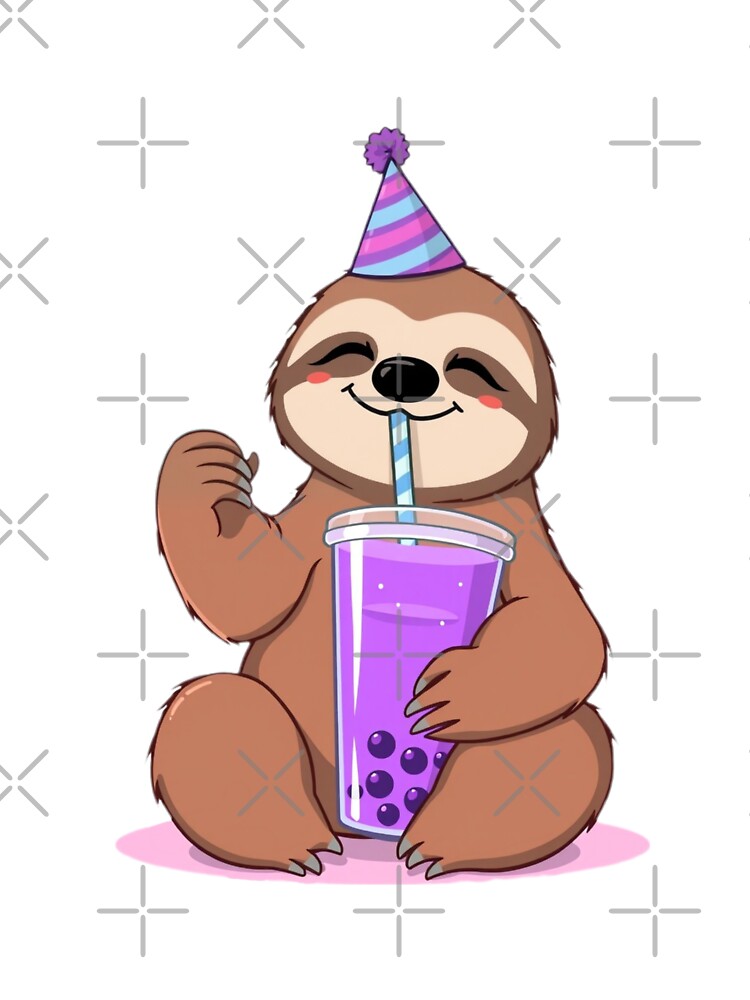 Sloth Boba Tea Milk Party Hat happy birthday kawaii gift funny christmas happy by CheeseBlueprint