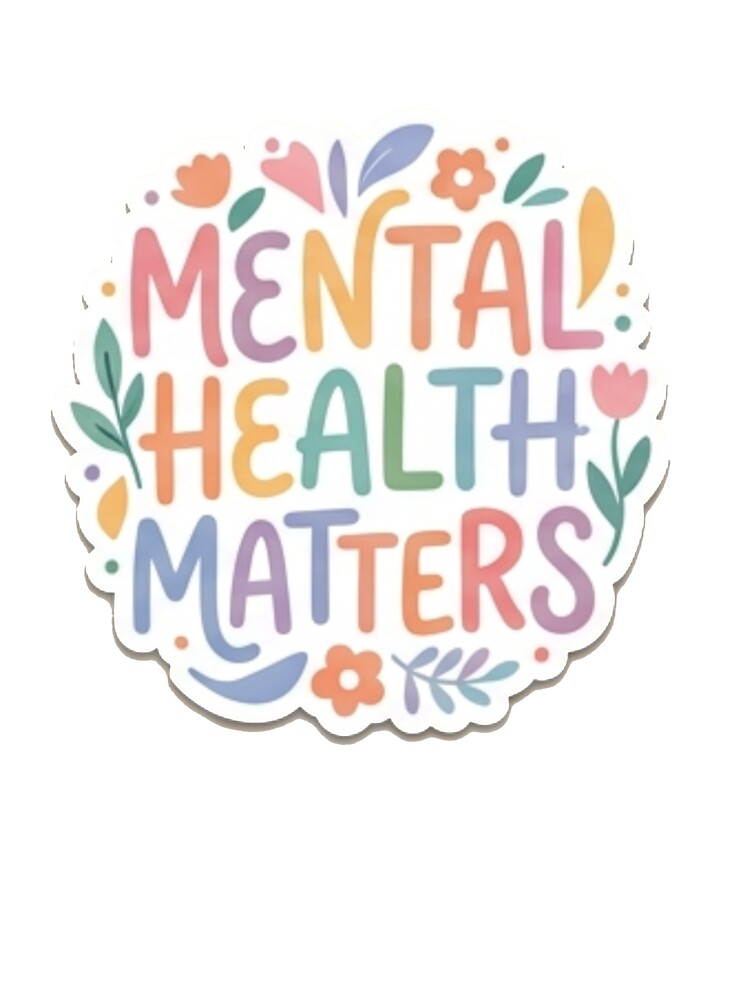 Mental Health Matters Cute Colorful Floral Positive Quote by Rehnair