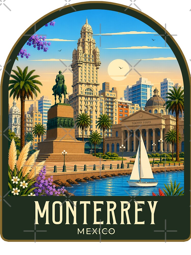Montevideo Vintage Travel Illustration by HomeLivingCo