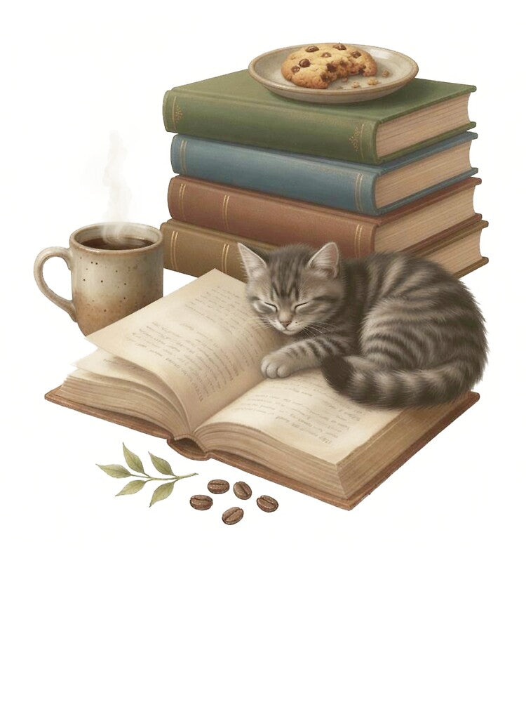Peaceful reading with a cat by SpineTingleCo