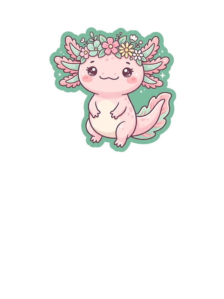 A cute axolotl wearing a flower crown by Magimel