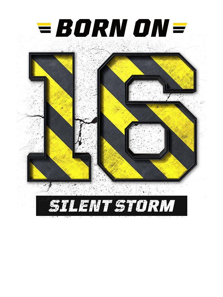 Born on 16 Silent Storm – Birthday Number 16 Shirt, Hustle Mindset Design, Grunge Industrial Streetwear by amareshdas008