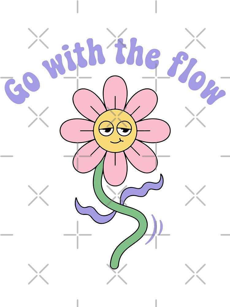 Go With The Flow Groovy Flower Sticker | Retro 70s Hippie Aesthetic Cute Daisy by Antonio Piguave