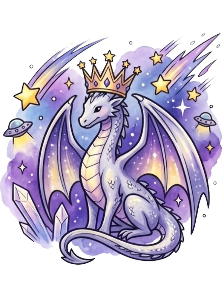 Celestial Dragon King | Cosmic Fantasy Dragon Crown | Magical Galaxy Dragon Art by Cosmic Doodle Co.