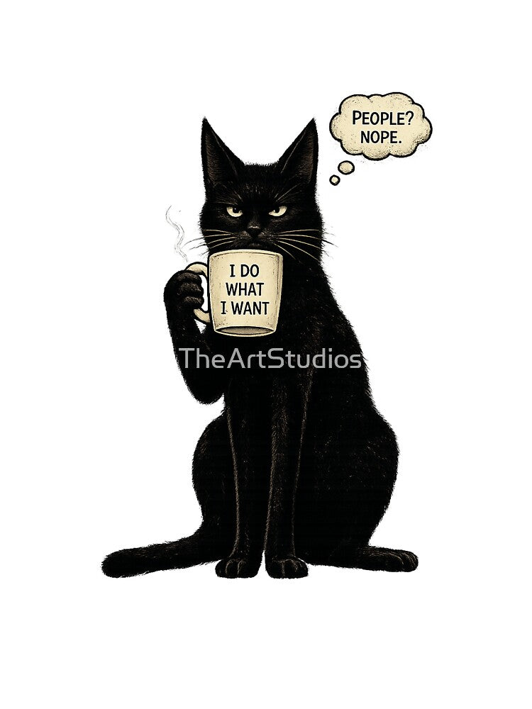 Funny Sarcastic Black Cat – People? Nope. by TheArtStudios