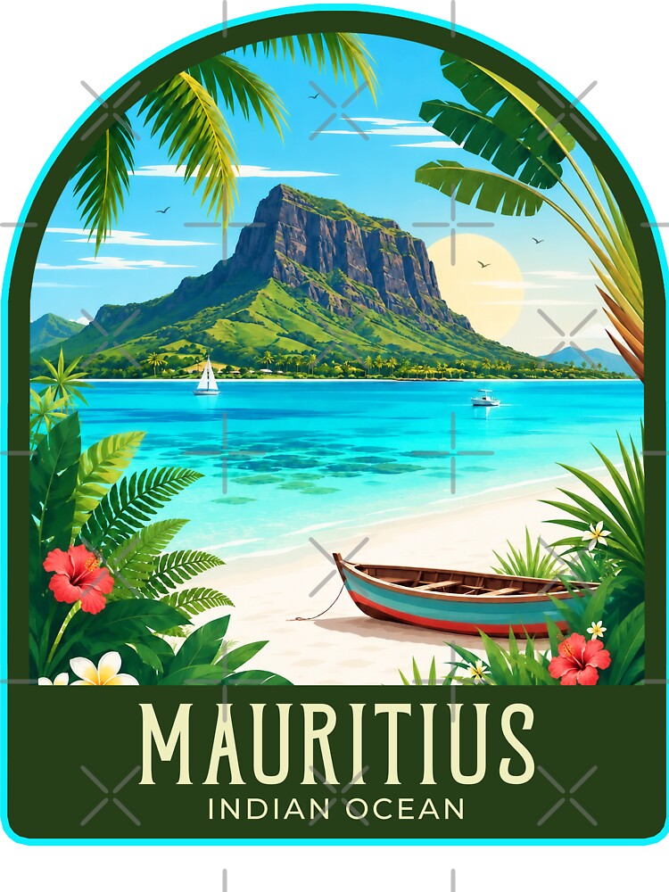 Mauritius Vintage Travel Illustration by HomeLivingCo