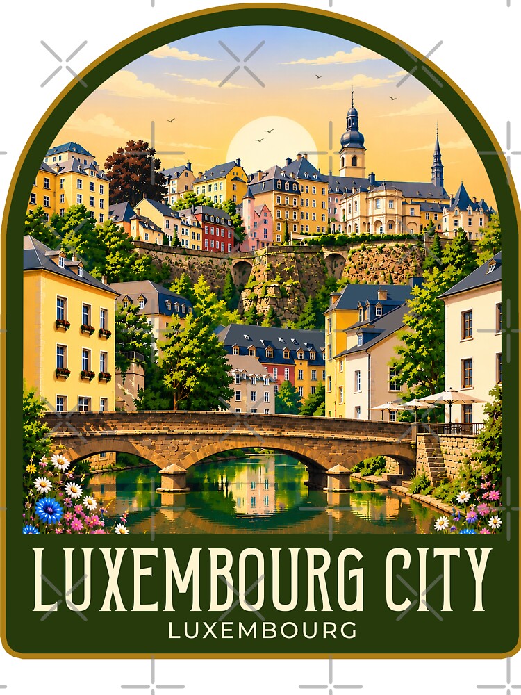 Luxembourg City Vintage Travel Illustration by HomeLivingCo