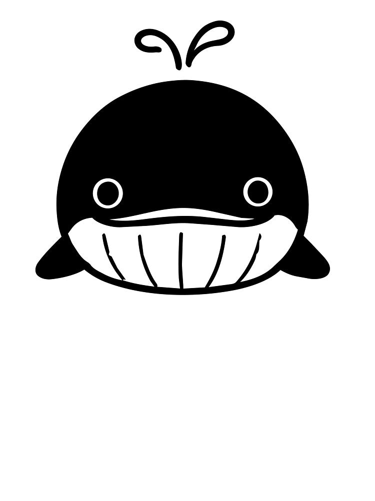 Kawaii Whale — Cute Black Smiling Whale Art Tee by medicalkinoko