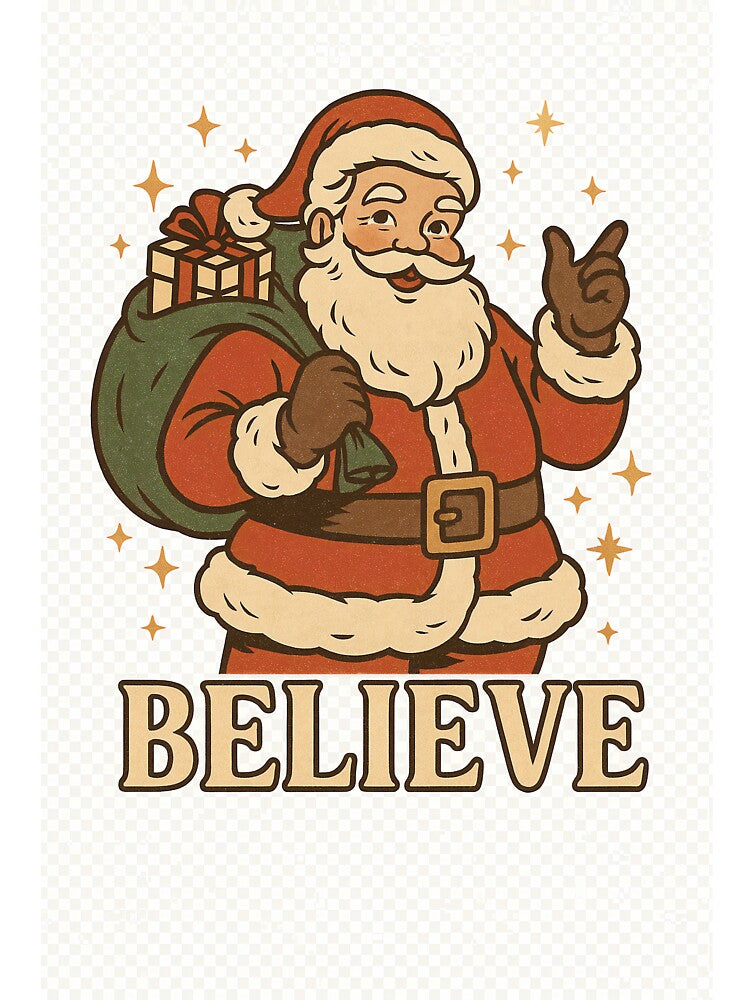 Retro Santa Claus Believe – Vintage Christmas Design by Abigail-rak